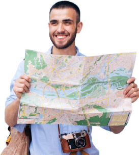 a man with a map in his hand